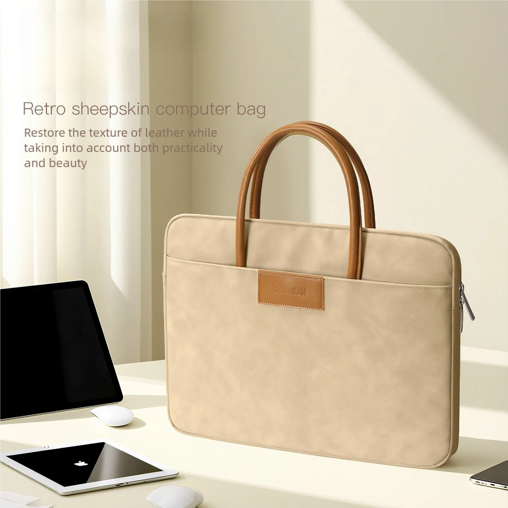 Pochette ordinateur effet daim à poignées et passant trolley
