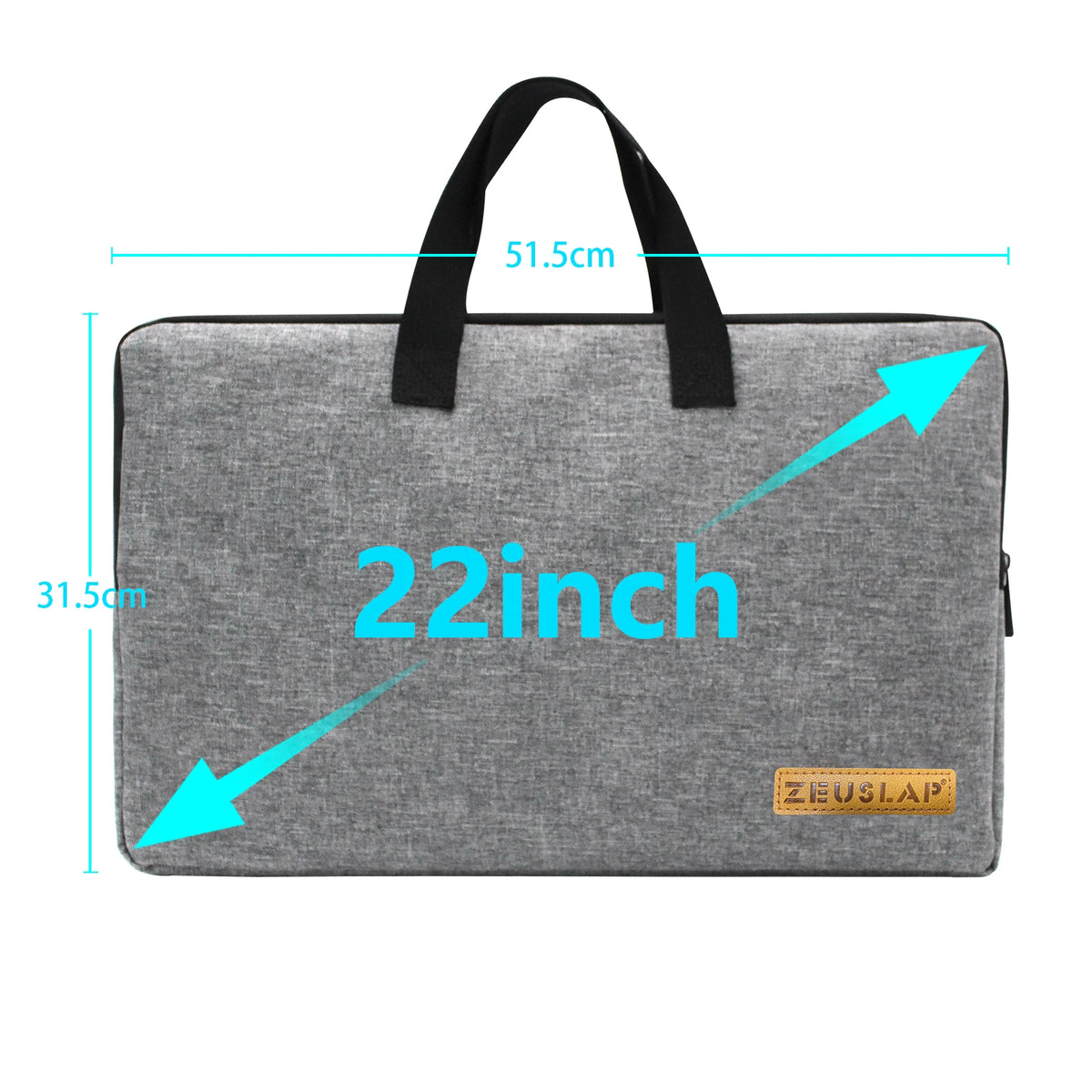 Housse écran portable 22 pouces à poignées, nylon gris 51,5 cm