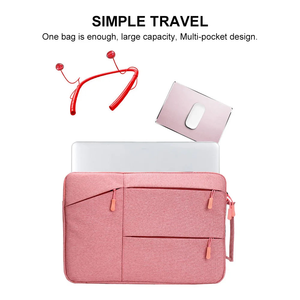 Pochette ordinateur à trois poches zippées et poignée, 12 à 16 pouces