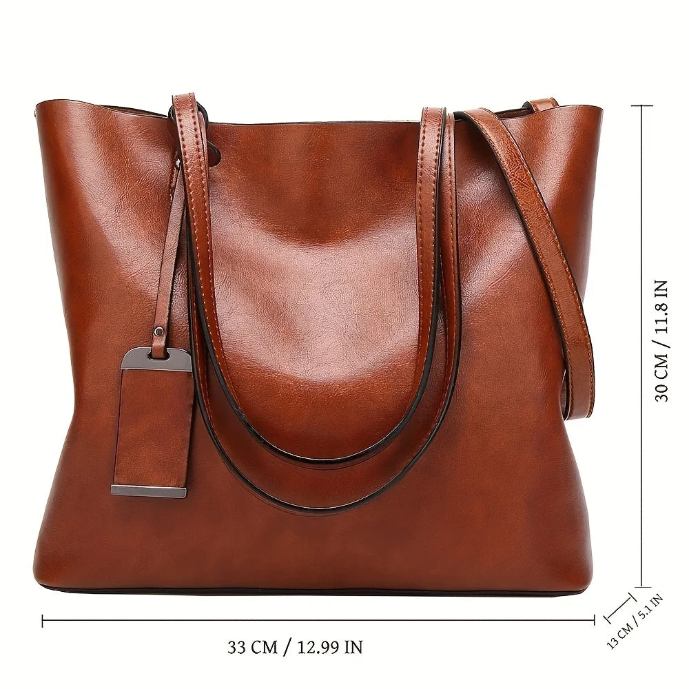 Sac ordinateur femme, cabas en simili cuir ciré à double anse