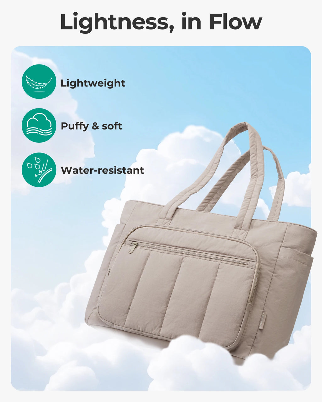 Sac ordinateur femme en polyester matelassé, trousse assortie, 20 L