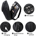 Sac à dos ordinateur étanche 15,6 pouces, tissu TPU et port USB