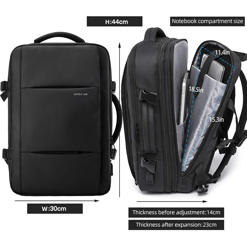 Sac à dos ordinateur homme de voyage, extensible de 22 à 35 litres