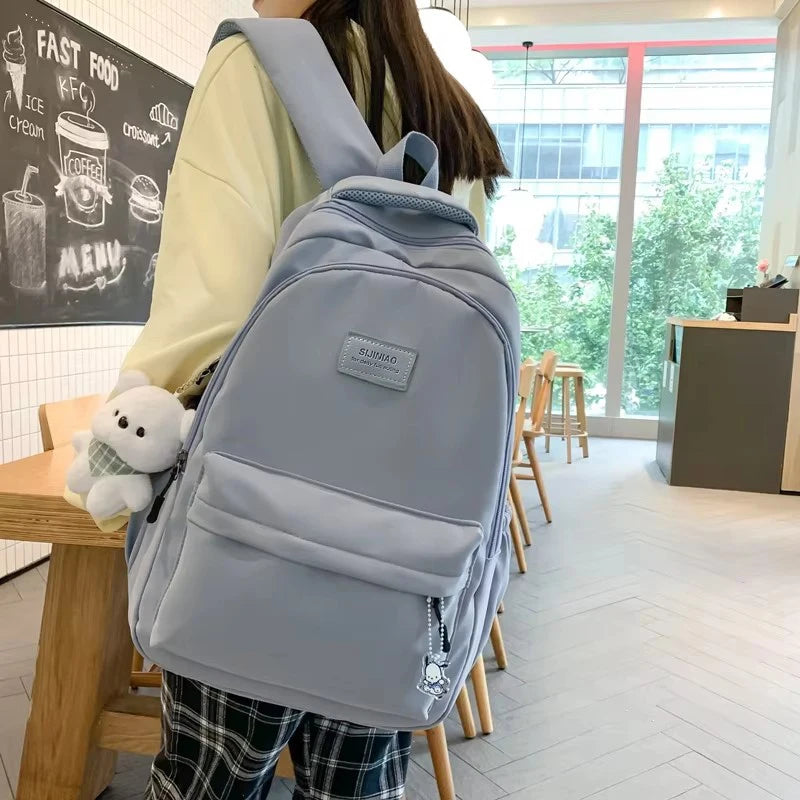 Sac à dos ordinateur en nylon, grand format et porte-clés ourson