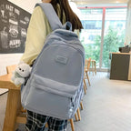 Sac à dos ordinateur en nylon, grand format et porte-clés ourson