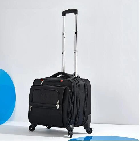 Un trolley ordinateur en toile oxford à roulettes