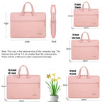 Pochette ordinateur à poignées et bandoulière, toile effet jean
