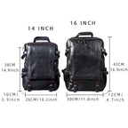 Sac à dos ordinateur cuir de vache noir, 14 ou 16 pouces