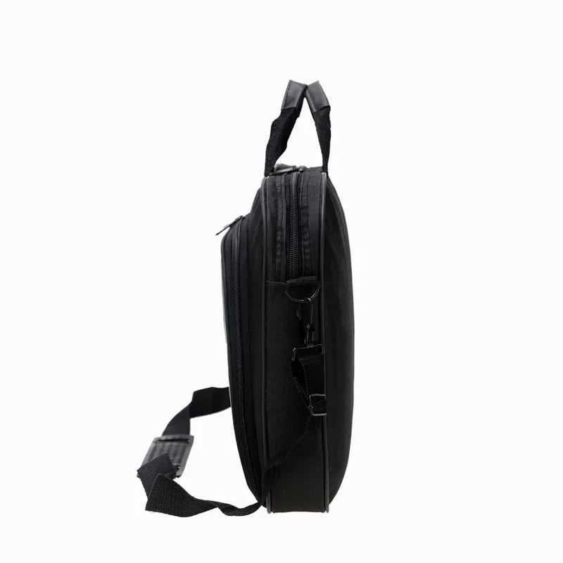 Sacoche ordinateur bandoulière en nylon noir, 15 ou 17 pouces