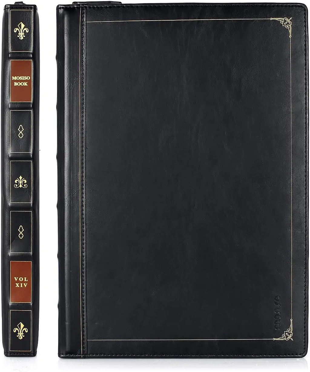 Housse ordinateur originale façon livre ancien, simili cuir zippé