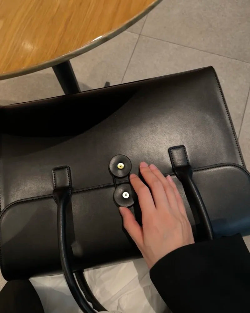 Sacoche ordinateur femme en simili cuir noir, 15 à 16 pouces