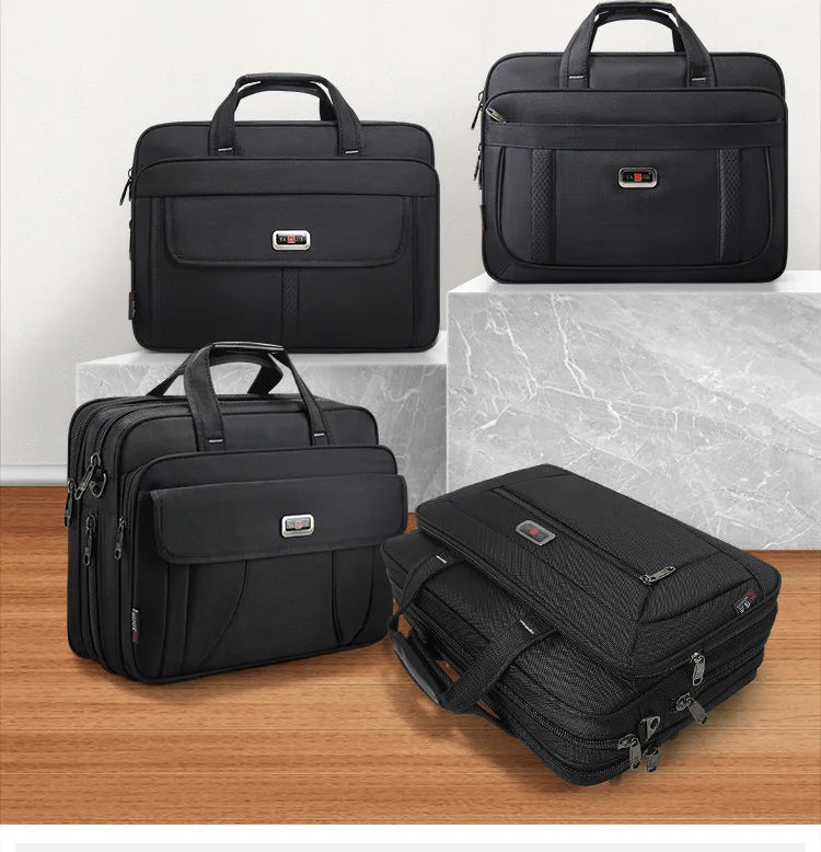 Sacoche ordinateur 15,6 pouces extensible en toile oxford noire