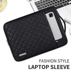 Pochette ordinateur simili cuir matelassé noir, poignée et poche