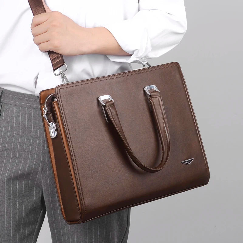 Sacoche ordinateur homme à serrure à code, simili cuir 14 pouces