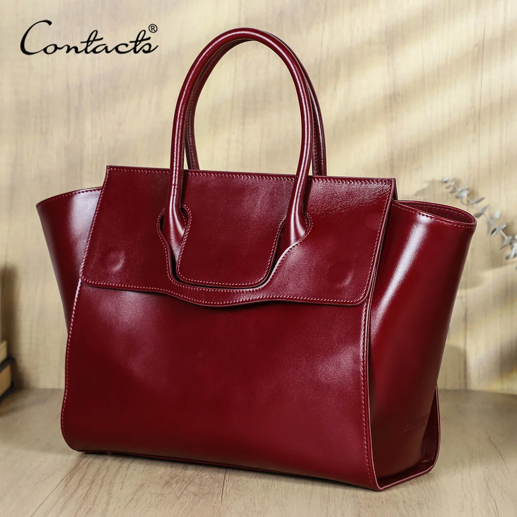 Sac ordinateur cuir femme 14 pouces à rabat, cuir de vache huilé