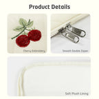 Pochette ordinateur femme matelassée brodée de cerises, 11 à 16 pouces