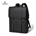 Sac à dos ordinateur 15,6 pouces en simili cuir mat, rabat sanglé