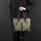 Sac ordinateur homme en toile, format A4 vertical ou horizontal