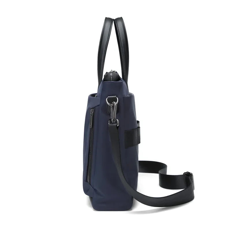 Sacoche ordinateur homme 15 pouces en nylon bleu marine, bandoulière
