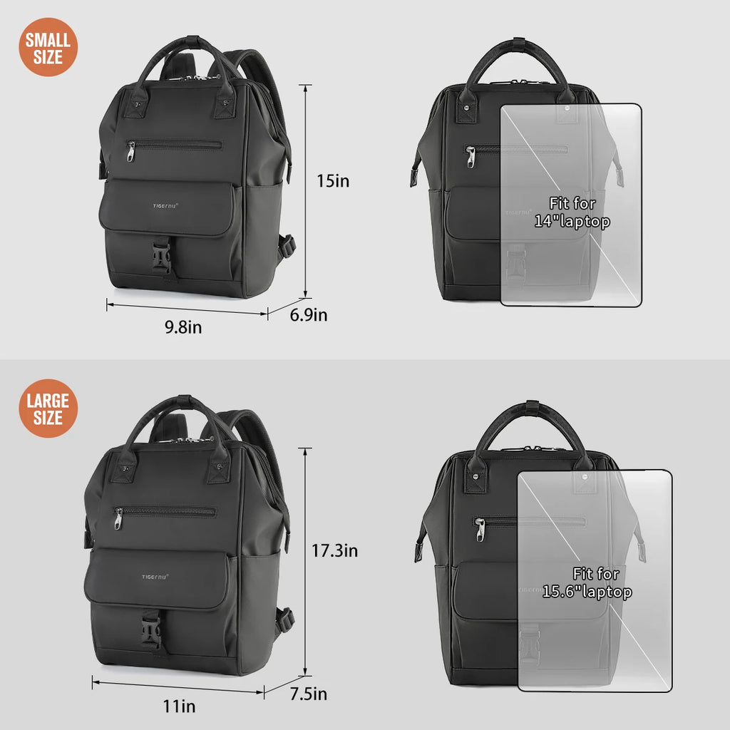 Sac à dos ordinateur femme à ouverture large, 14 ou 15,6 pouces