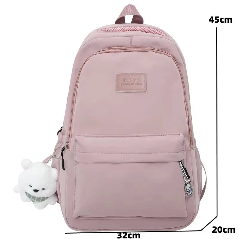 Sac à dos ordinateur en nylon, grand format et porte-clés ourson