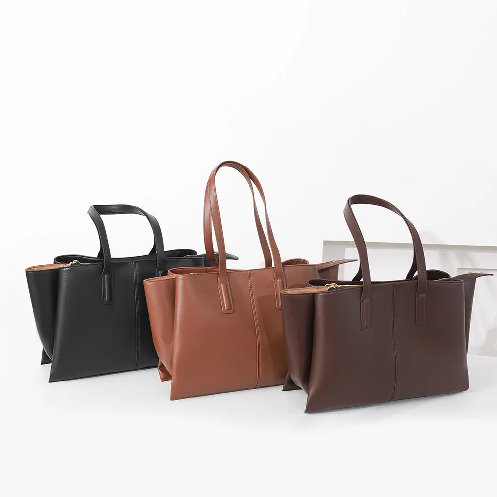 Sac ordinateur femme cabas zippé en simili cuir microfibre