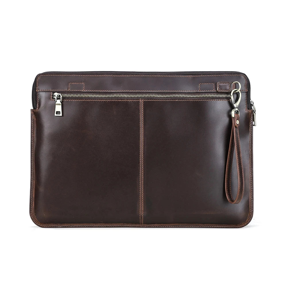 Pochette ordinateur 16 pouces en cuir avec poche chargeur