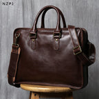 Sacoche ordinateur cuir homme 14 pouces, format A4 et bandoulière