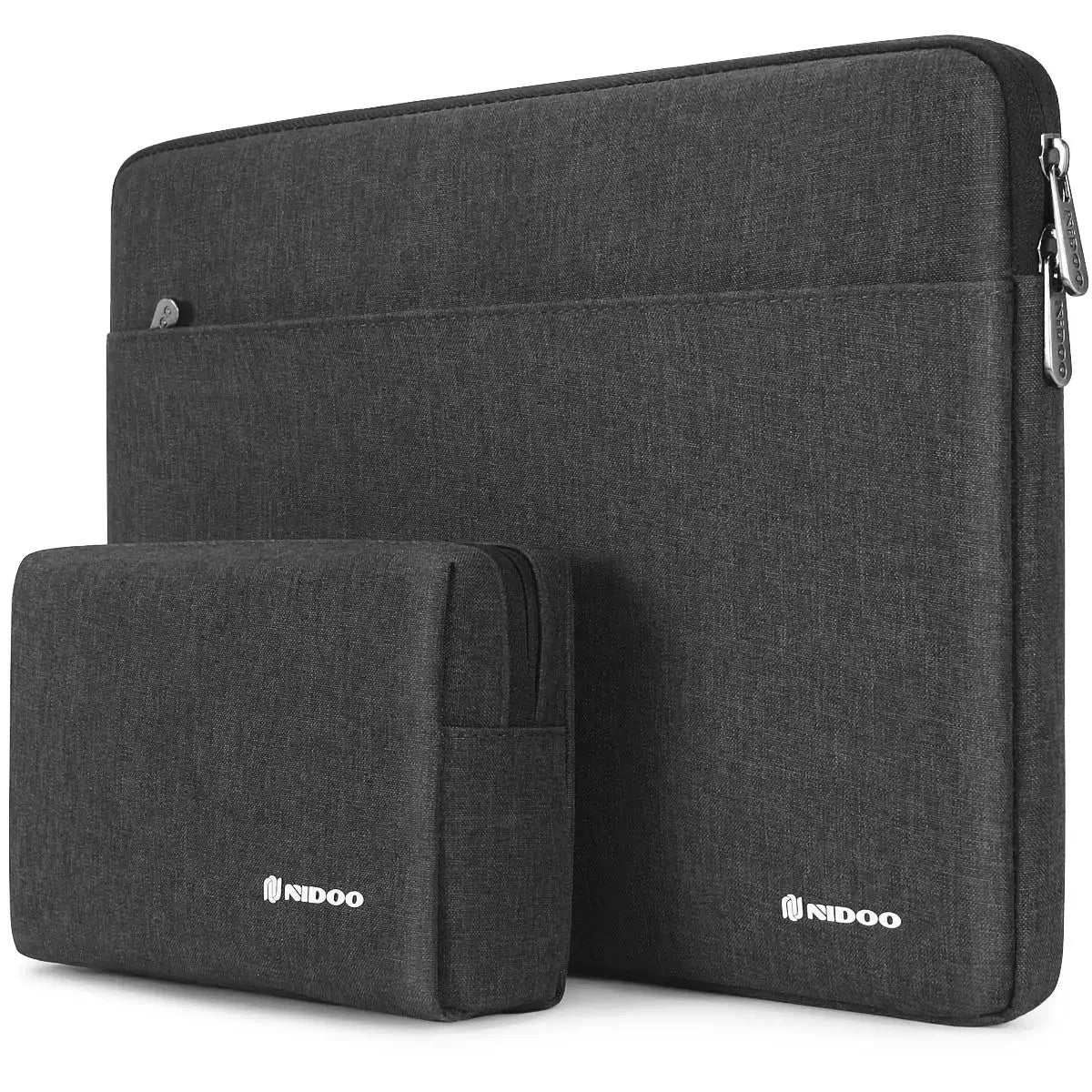 Une pochette ordinateur et sa trousse pour voyager