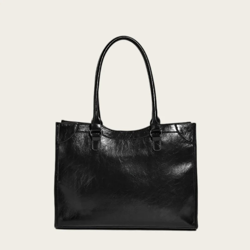 Sac ordinateur femme cabas en simili cuir froissé, 38 x 28 cm