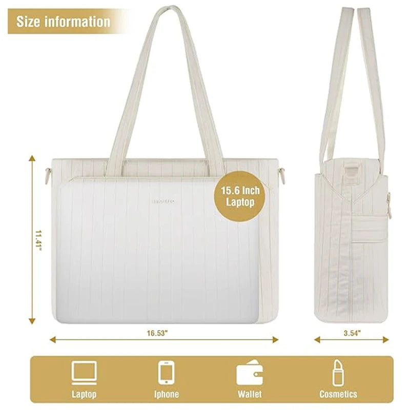 Sac ordinateur femme matelassé 15,6 pouces, poche tablette