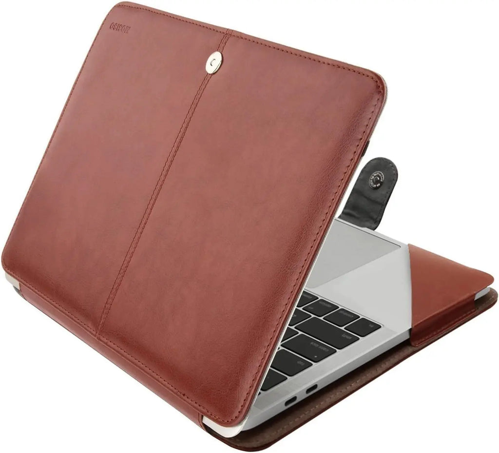 Housse ordinateur 13 pouces folio en simili cuir, rabat et support