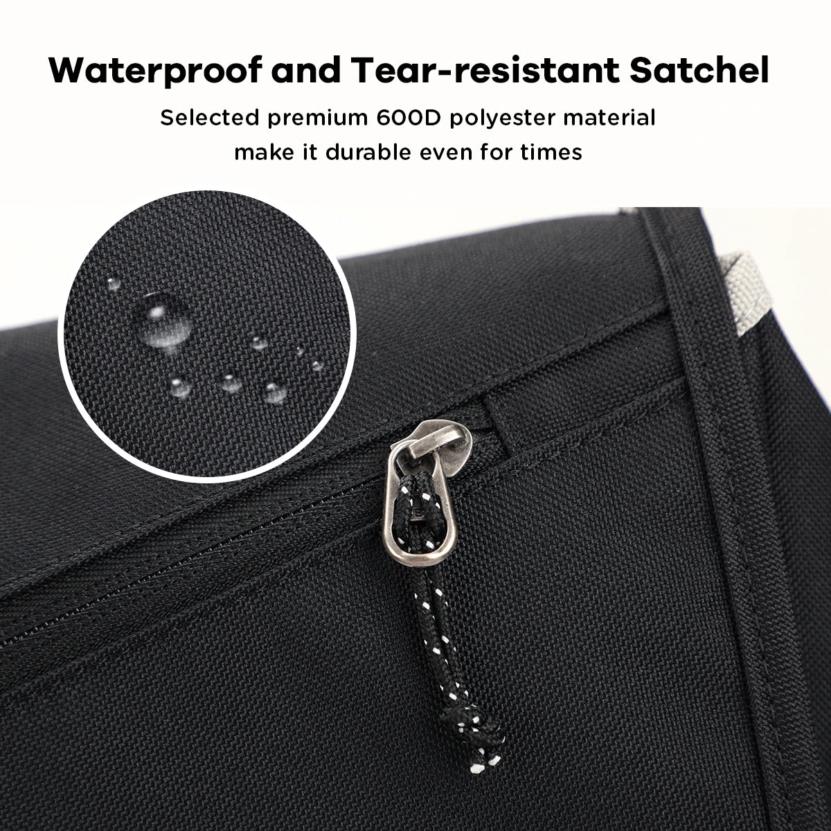 Sac bandoulière ordinateur 17 pouces, besace en polyester déperlant