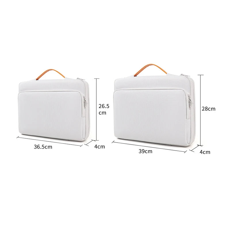 Pochette ordinateur à poignée, doublure velours et coins protégés