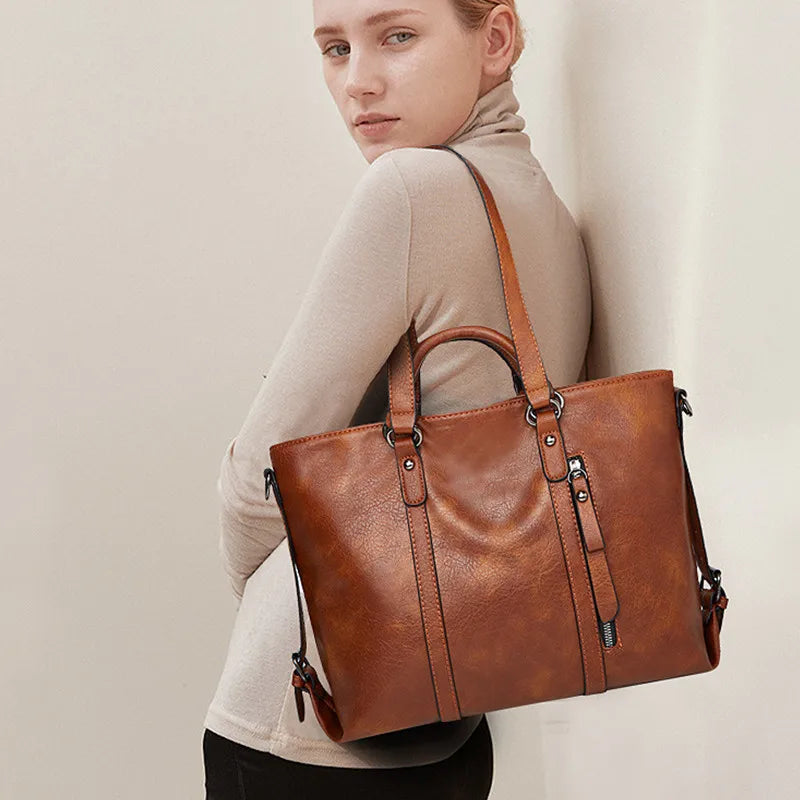 Sac ordinateur femme 14 pouces en simili cuir, cabas à bandoulière