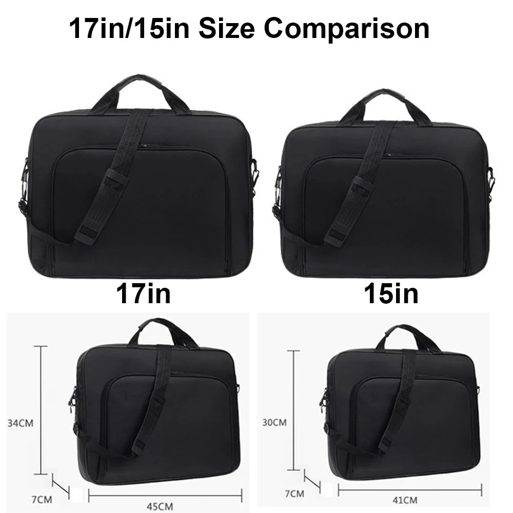 Sacoche ordinateur nylon noir format A4, 15,6 ou 17 pouces