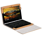 Housse ordinateur 2-en-1 10,1 pouces, étui folio en simili cuir camel