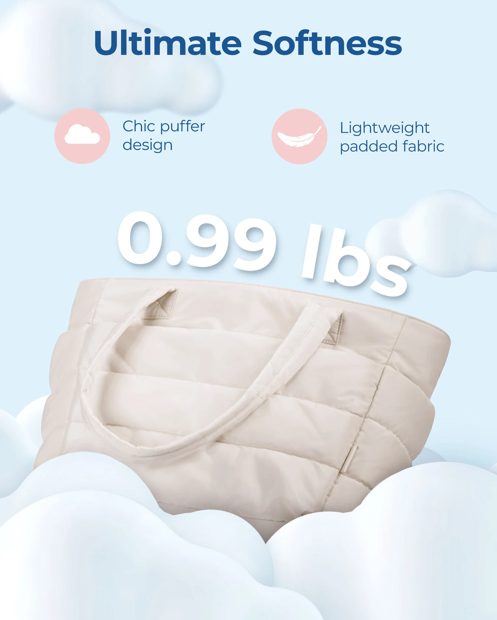 Sac ordinateur femme façon doudoune, cabas matelassé 20 L