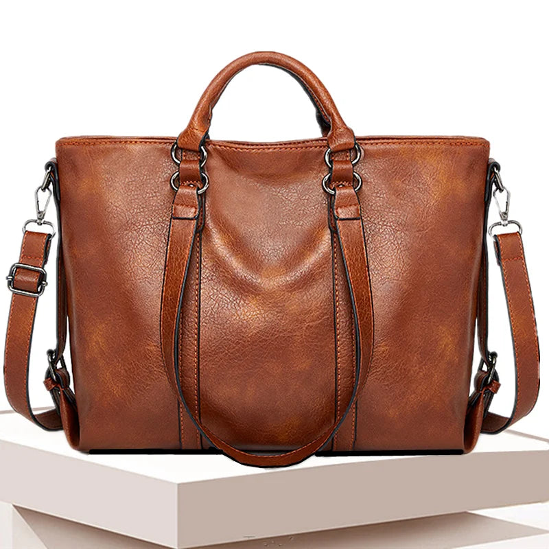Sac ordinateur femme 14 pouces en simili cuir, cabas à bandoulière