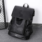 Sac à dos ordinateur homme en simili cuir patchwork, port USB