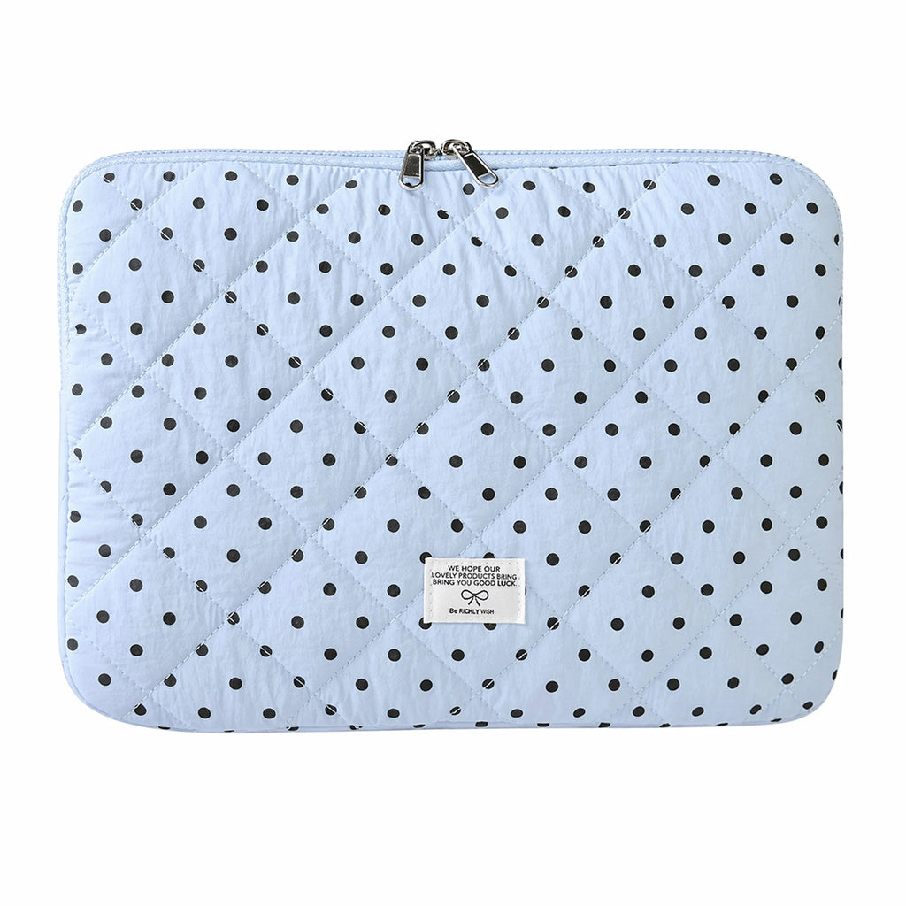 Pochette ordinateur femme matelassée à pois, 11 à 14 pouces