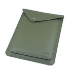 Pochette ordinateur simili cuir à rabat enveloppe et double poche