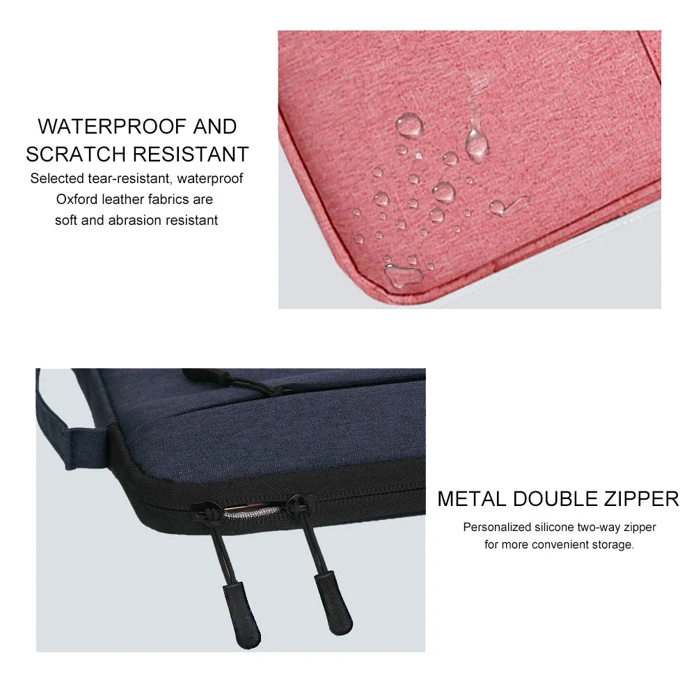 Pochette ordinateur à trois poches zippées et poignée, 12 à 16 pouces