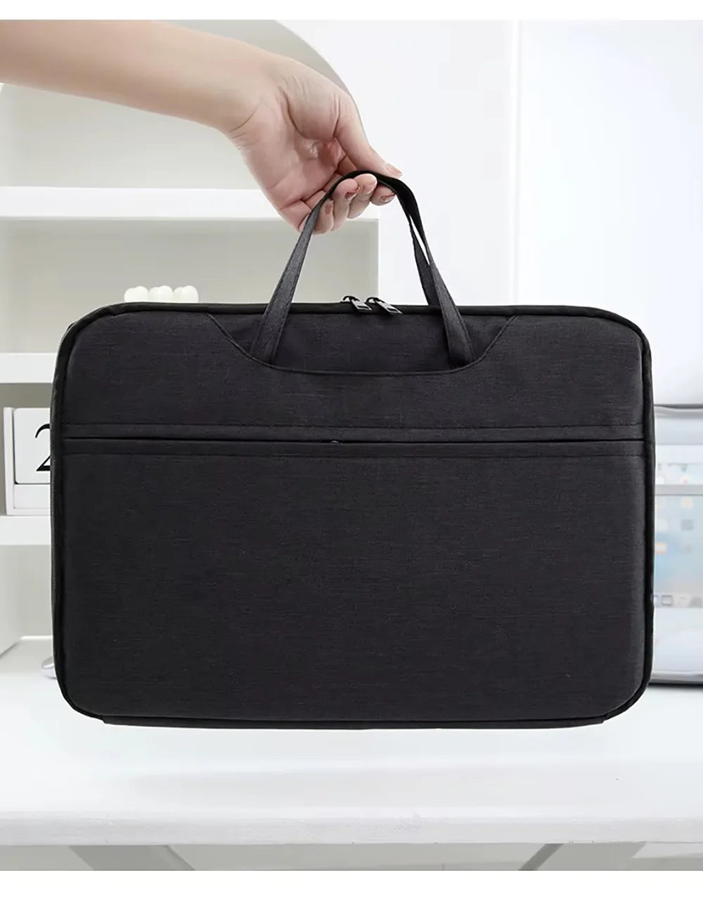 Pochette ordinateur nylon à anses, ouverture à plat, 12 à 15,6 pouces