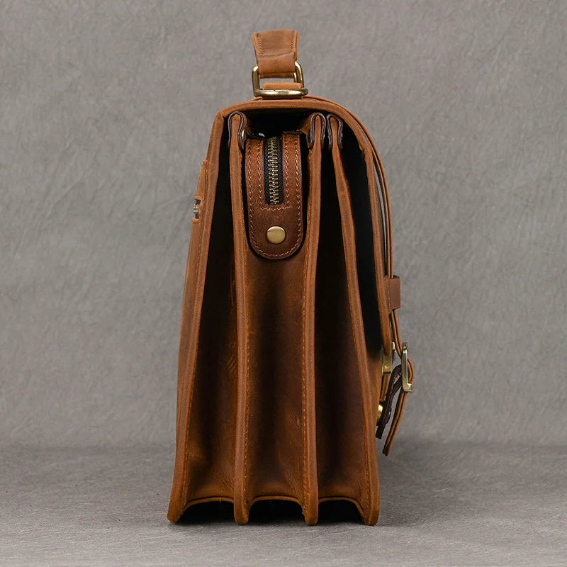Sacoche ordinateur cuir homme, cartable doublé cuir à soufflets