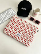 Pochette ordinateur femme matelassée à motif fraises, 11 à 16 pouces