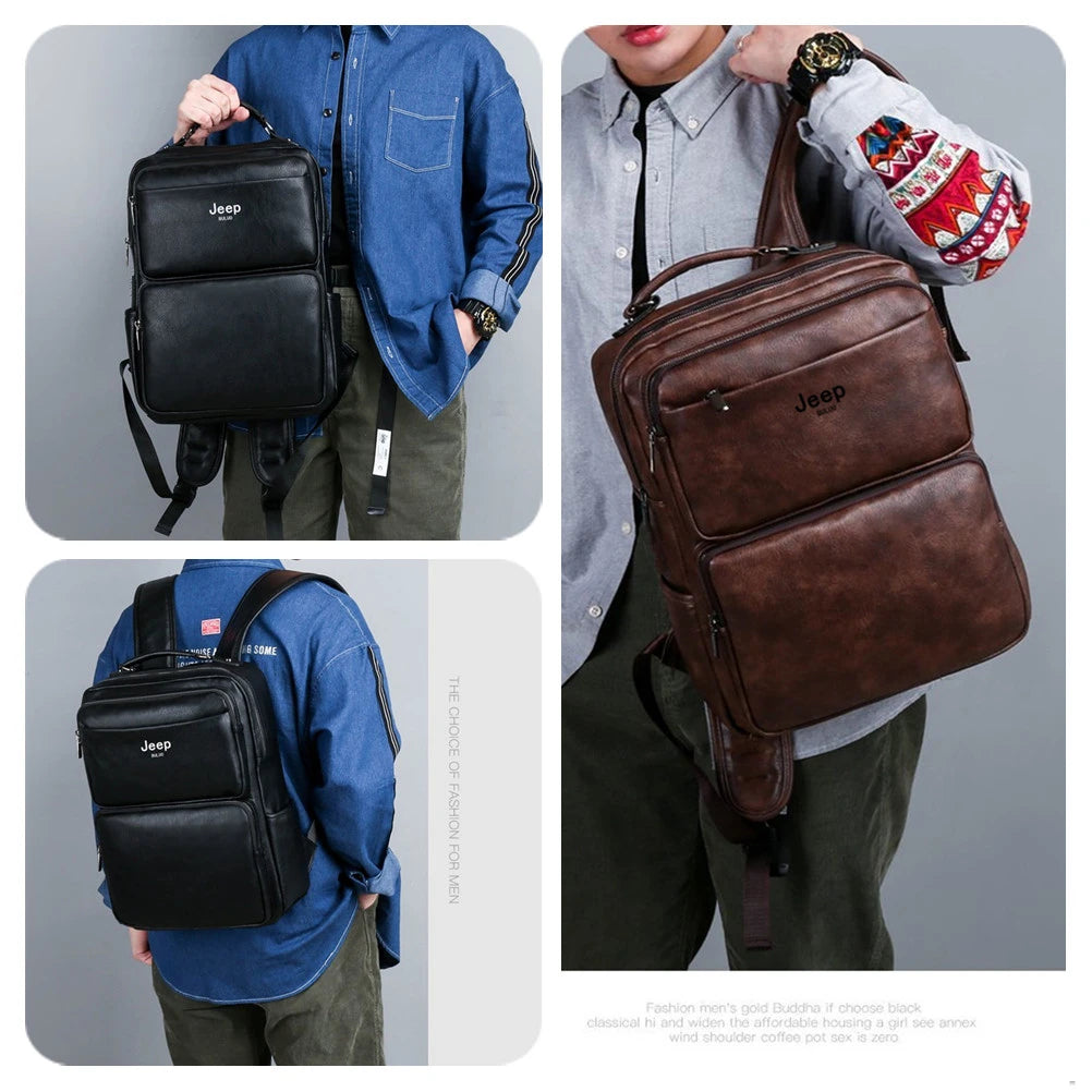 Sac à dos ordinateur homme en simili cuir vieilli, 14 pouces