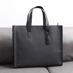 Sac ordinateur homme cabas en simili cuir, anses et bandoulière