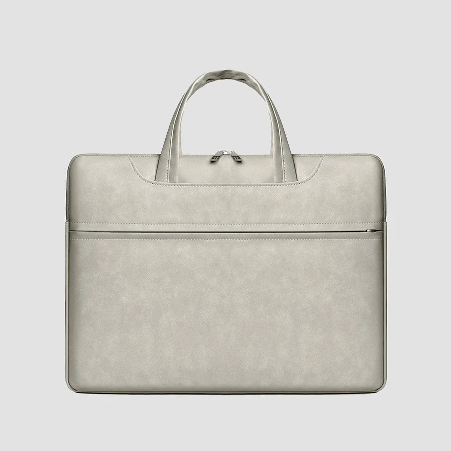 Pochette ordinateur à poignées en simili cuir mat, cinq coloris