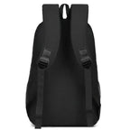 Sac à dos ordinateur en nylon noir à liseré rouge, poches gourde